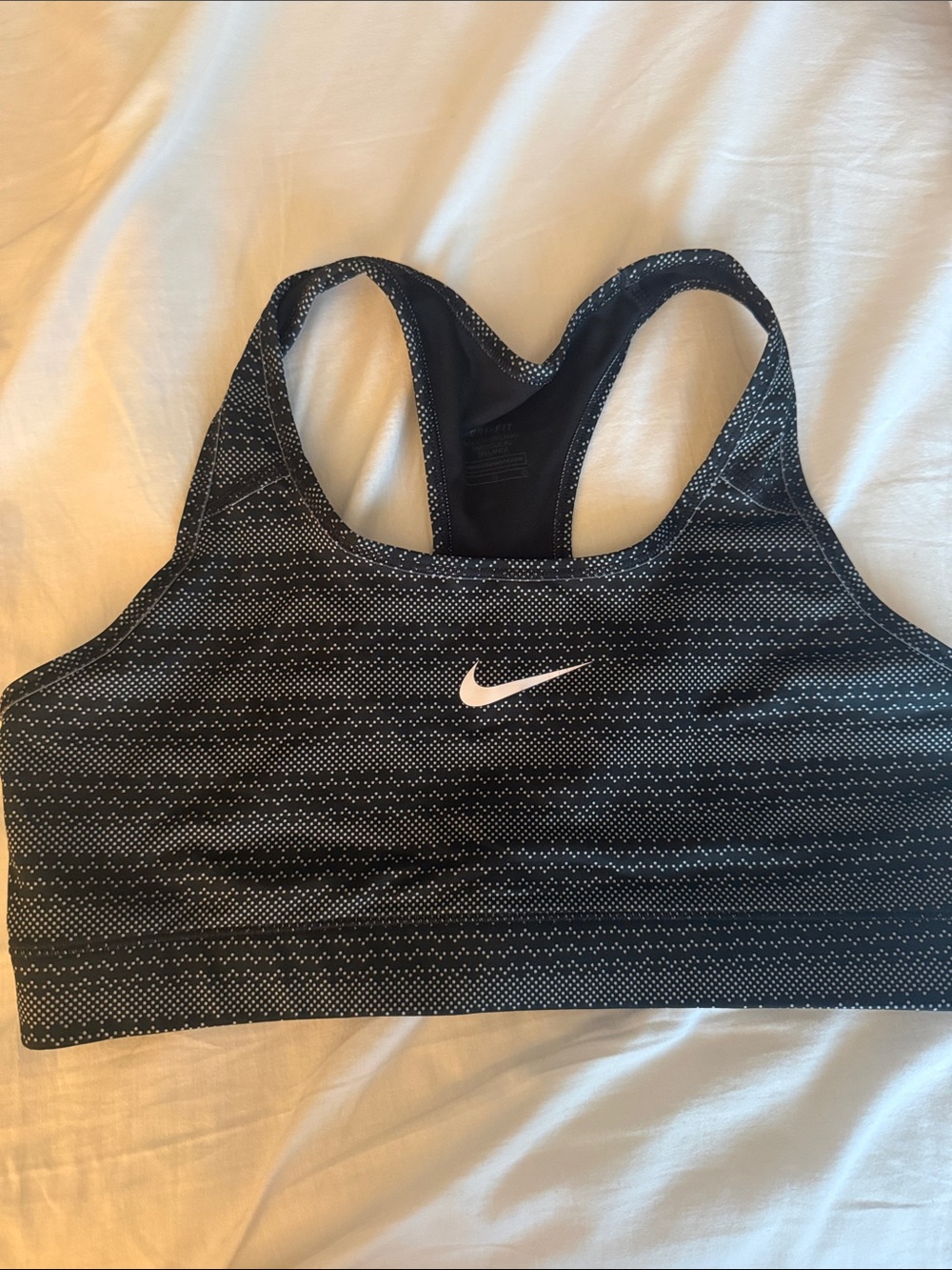 Nike Black & White Patterned Racerback Sports Bra